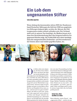 Die Stiftung - Ein Lob dem ungenannten Stifter